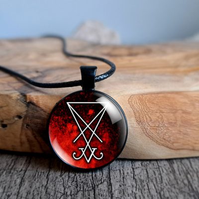 Lucifer Sigil Necklace Pendant Red