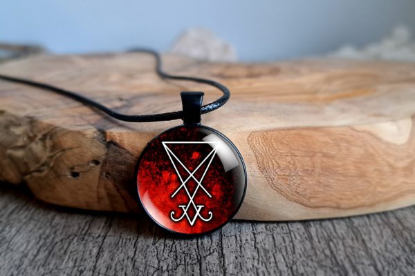 Lucifer Sigil Necklace Pendant Red